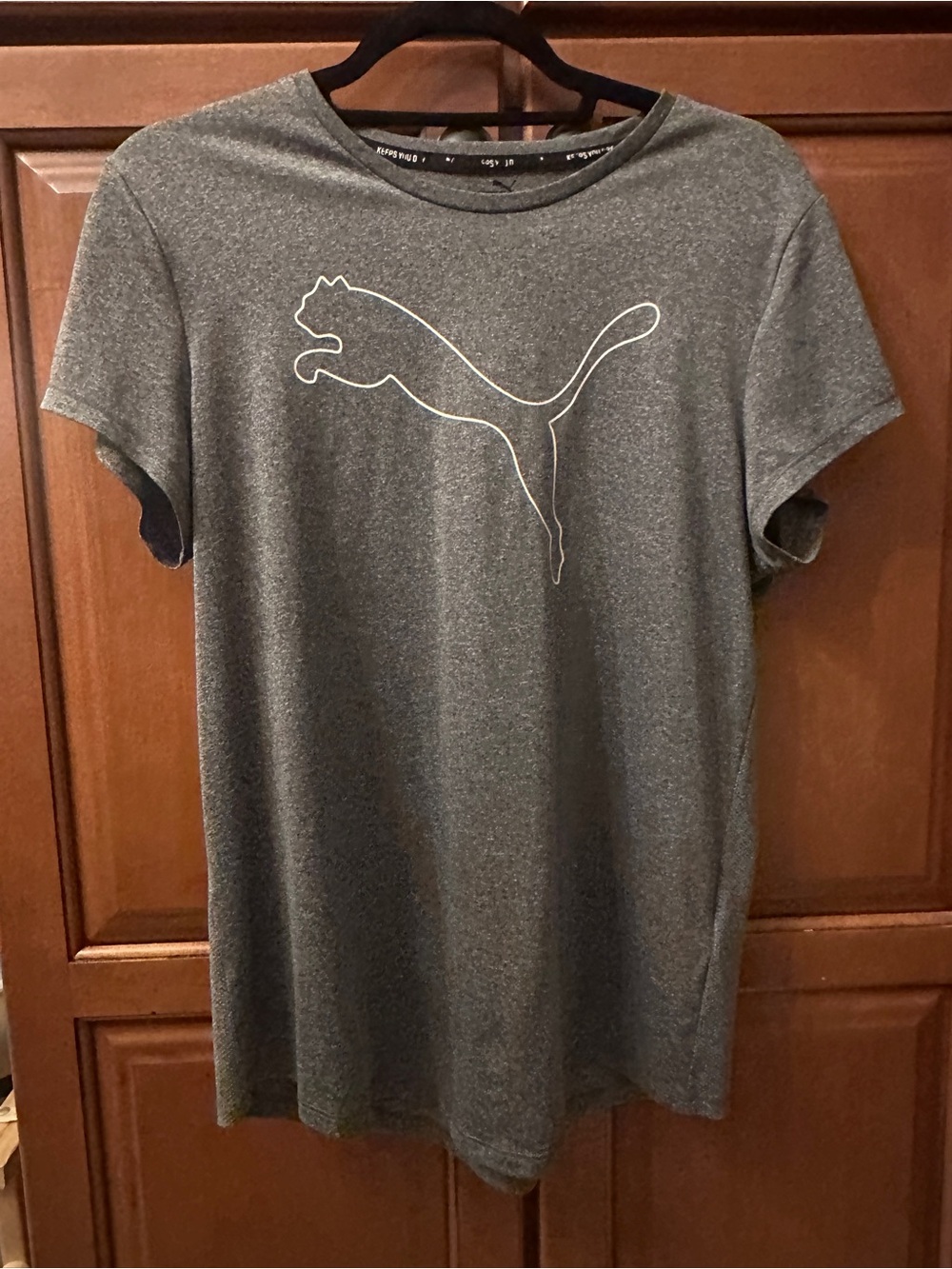 Puma Dark Gray Heather Short Sleeve Tee with White Puma Logo
